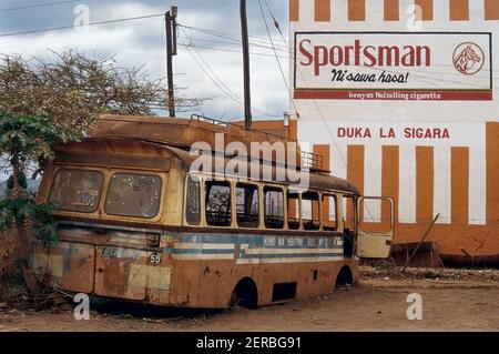 On the road to Maasai Mara - Kenya 1993 (Photo on photographic film) Stock Photo