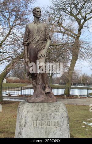 Lincoln the Railsplitter staute in Garfield Park in Chicago Stock Photo