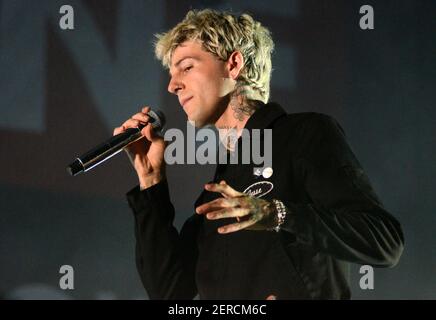 July 1, 2018: Lead singer Jesse Rutherford of the band The Neighbourhood  performs live at Henry Maier Festival Park during Summerfest in Milwaukee,  Wisconsin. (Ricky Bassman/CSM/Sipa USA Stock Photo - Alamy