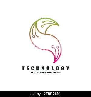 circuit technology isolated on bulb flat vector icon for apps or websites Stock Vector
