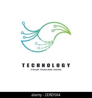 circuit technology isolated on bulb flat vector icon for apps or websites Stock Vector