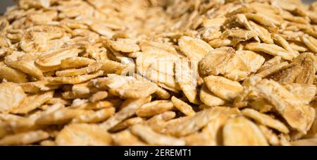 Oatmeal flakes - macro shot with probe lens Stock Photo