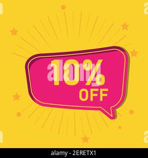 Sale tag, 10 percent off, isolated sticker, poster design template, vector illustration Stock Vector