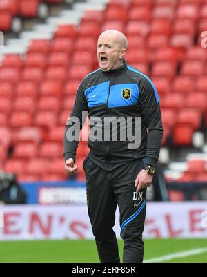 Hampden Park, Glasgow., 28TH February21 Betfred Cup Final Livingston FC v St. Johnstone FC Livingston Manager David Martindale. Credit: eric mccowat/Alamy Live News Stock Photo