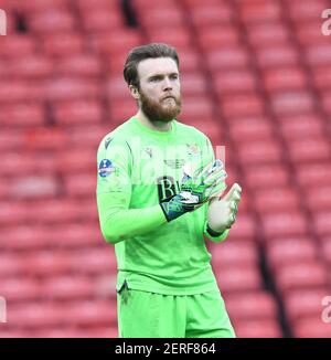 Hampden Park, Glasgow., 28TH February21 Betfred Cup Final Livingston FC v St. Johnstone FC St Johnstone keeper Zander Clark . Credit: eric mccowat/Alamy Live News Stock Photo