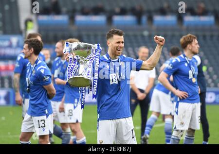 Hampden Park, Glasgow., 28TH February21 Betfred Cup Final Livingston FC v St. Johnstone FC St Johnstone Guy Melamed celebration Credit: eric mccowat/Alamy Live News Stock Photo