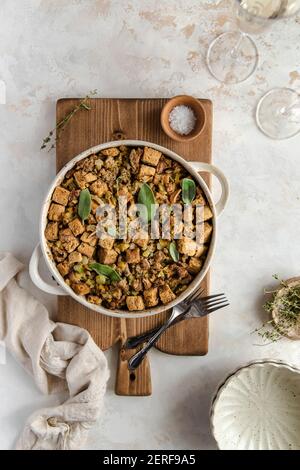 Focaccia stuffing dish with fresh herbs Stock Photo