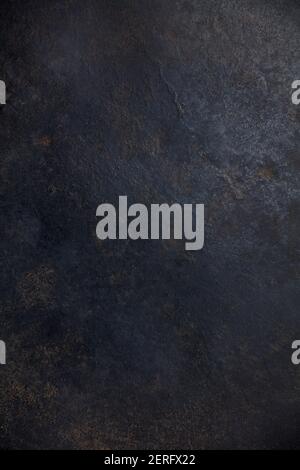 Old rusty metal baking sheet, flat lay. Ideal for texture and background Stock Photo