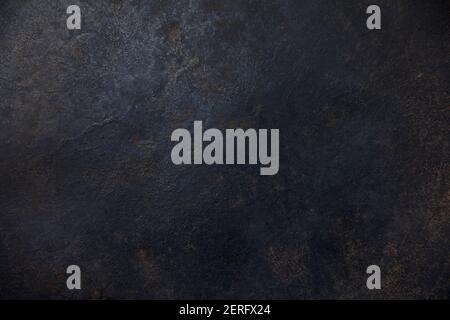 Old rusty metal baking sheet, flat lay. Ideal for texture and background Stock Photo