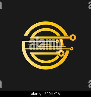 Technology circuit icon for apps or websites Stock Vector