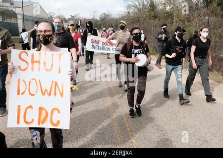 Ocilla, Georgia, USA. 28th Feb, 2021. Two demonstrators at the Irwin ...