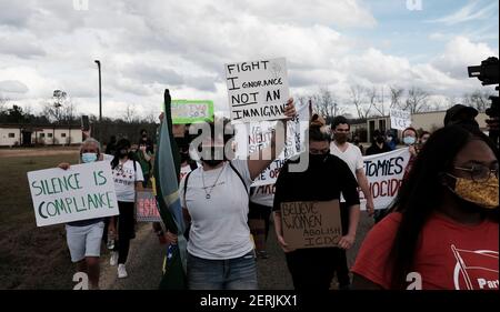 Ocilla, Georgia, USA. 28th Feb, 2021. Two demonstrators at the Irwin ...