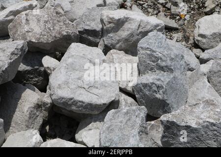 A pile of large gray rocks. Stock Photo