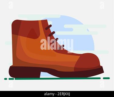 hiking boot vector illustration in flat style Stock Vector