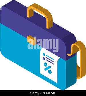 business briefcase financial chart data vector illustration isometric icon isolated Stock Vector