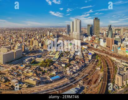 Nagoya Japan, city skyline at Nagoya railway station and business center Stock Photo