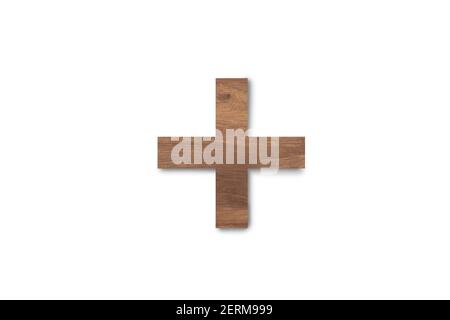 Single wooden texture plus isolated on white background. Clipping path for design Stock Photo