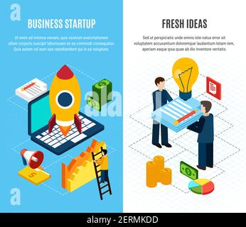 Vertical isometric banners set with tools for graphic design and ...