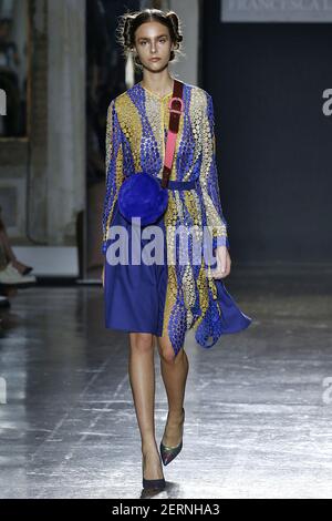 Model walks on the runway during the Cristiano Burani Fashion show