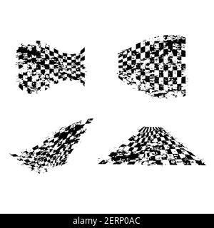Sport flags grunge set five Stock Vector