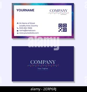 Vibrant blue multicolored low poly and white color business card for office stationery and personal business promotional use Stock Vector