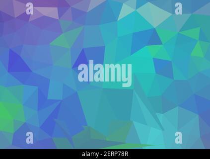 Large polygon low poly background in blue, aqua, green, violet color for online website app design Stock Vector