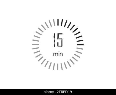 The 15 minutes, stopwatch, digital timer. clock and watch, Vector illustration. Stock Vector