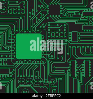 Electric circuit green background Stock Vector
