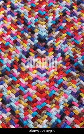 A braid of multi colored sewing threads, photo stacking Stock Photo