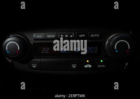 air conditioning  control panel in car on Screen air conditioning on off Stock Photo