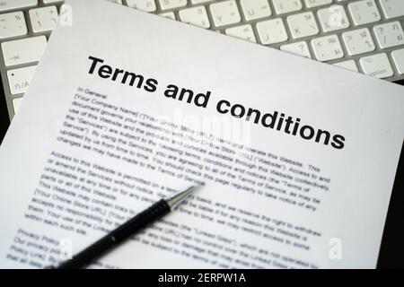 Terms and conditions businessman reviewing  terms and conditions of agreement office terms and conditions Stock Photo