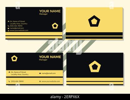 Black and yellow color business card set of 2 for office stationery and personal business promotional use Stock Vector