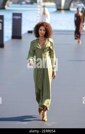Noemie Lenoir walks the runway during the L'Oreal show as part of Paris