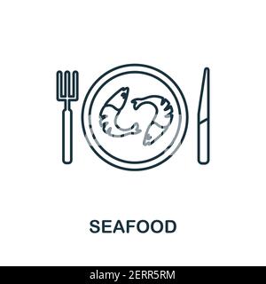 Seafood icon. Simple line element Seafood symbol for templates, web design and infographics Stock Vector