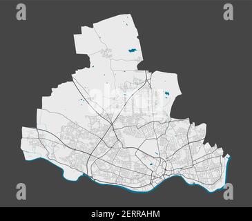 Newcastle upon Tyne map. Detailed map of Newcastle upon Tyne city administrative area. Cityscape panorama. Royalty free vector illustration. Outline m Stock Vector