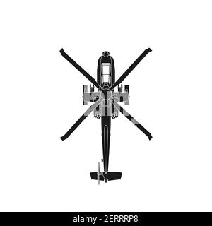 Realistic vector icon military attack helicopter military air forces of the United States. Apache. Top view. Stock Vector