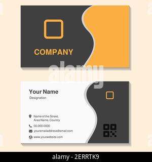 Yellow vertical wave simple minimal business card, visiting card Stock Vector