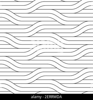 A seamless retro pattern with black and white geometric motifs. Stock Vector