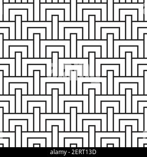 A seamless retro pattern with black and white geometric motifs. Stock Vector