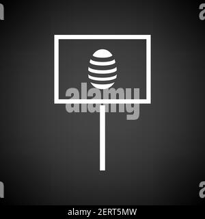 Easter Pointer With Egg Icon. White on Black Background. Vector Illustration. Stock Vector