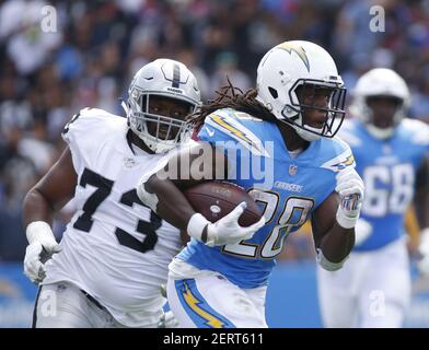 October 07, 2018 Oakland Raiders fan during the football game between the  Oakland Raiders and the Los Angeles Chargers at the StubHub Center in  Carson, California. Charles Baus/(Photo by Charles Baus/CSM/Sipa USA