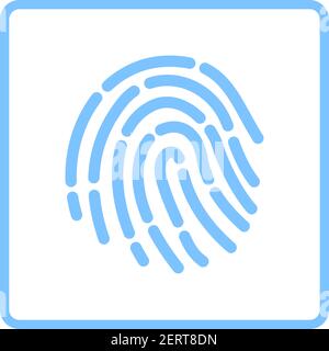Fingerprint Icon. Blue Frame Design. Vector Illustration. Stock Vector