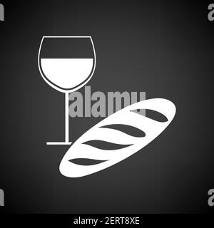 Easter Wine And Bread Icon. White on Black Background. Vector Illustration. Stock Vector