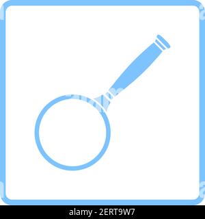 Magnifier Icon. Blue Frame Design. Vector Illustration. Stock Vector