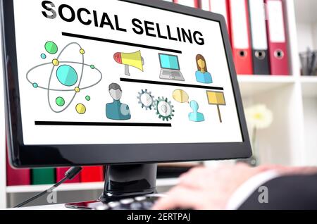 Social selling concept shown on a computer screen Stock Photo