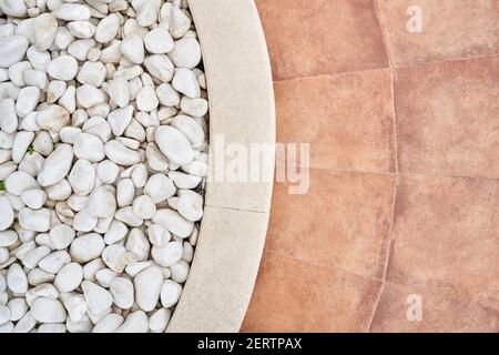 Texture pattern natural white stones and ceramic tiles flat lay Stock Photo