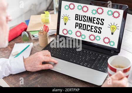 Business process concept shown on a laptop screen Stock Photo