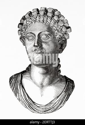 Empress Messaline, wife Emperor Claudius, Ancient roman empire. Italy, Europe. Old 19th century engraved illustration, El Mundo Ilustrado 1881 Stock Photo