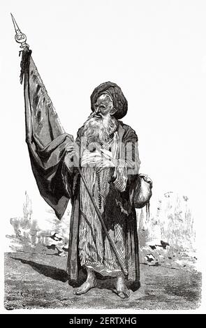 An Egyptian Dervish in the 19th century, Egypt in XIX century. Africa. Old 19th century engraved illustration, El Mundo Ilustrado 1881 Stock Photo