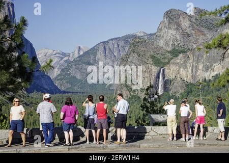 Tourists at Valley ViewYosemite National Park California, USA LA000577 Stock Photo